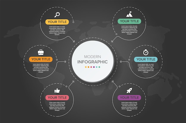 Creatief concept voor infographic element vector 6 opties, stappen, lijst, proces. Abstracte elementen