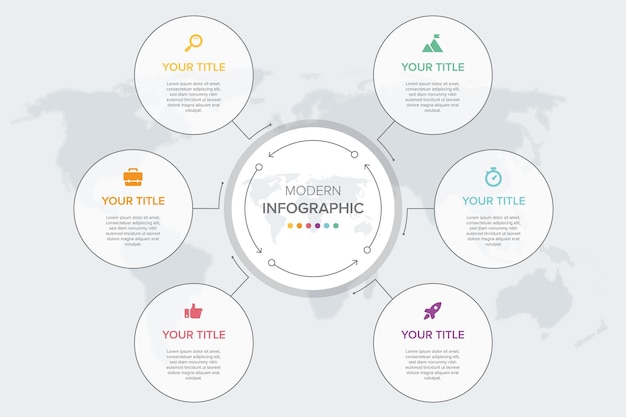 Creatief concept voor infographic element vector 6 opties, stappen, lijst, proces. Abstracte elementen