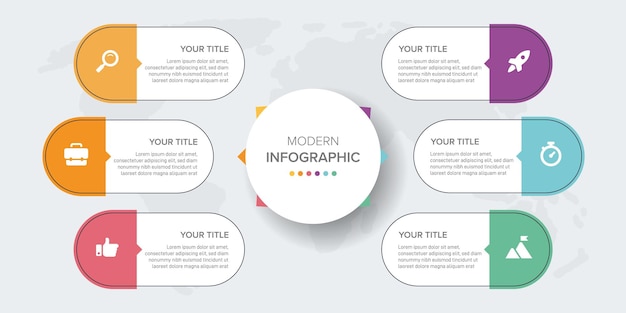 Creatief concept voor infographic element vector 6 opties, stappen, lijst, proces, diagram met stappen