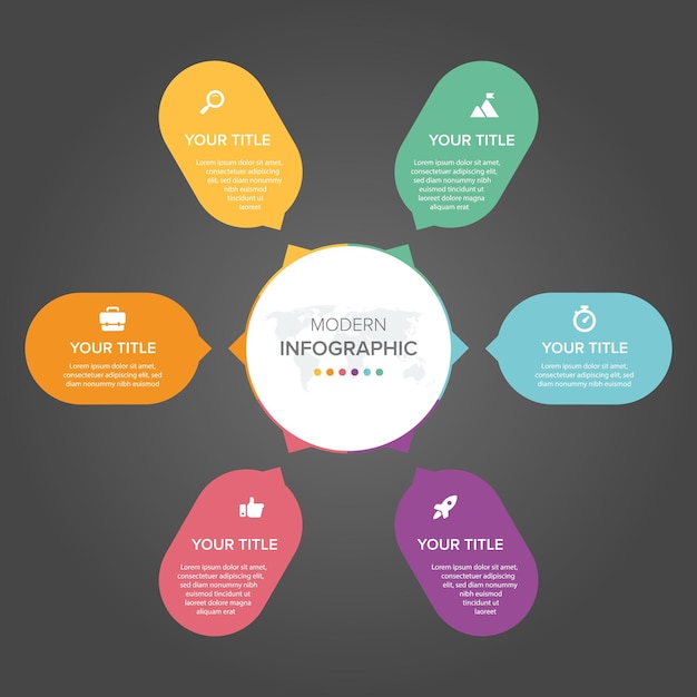 Creatief concept voor infographic element vector 6 opties, stappen, lijst, proces, diagram met stappen