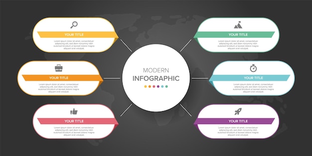 Creatief concept voor infographic element vector 6 opties, stappen, lijst, proces