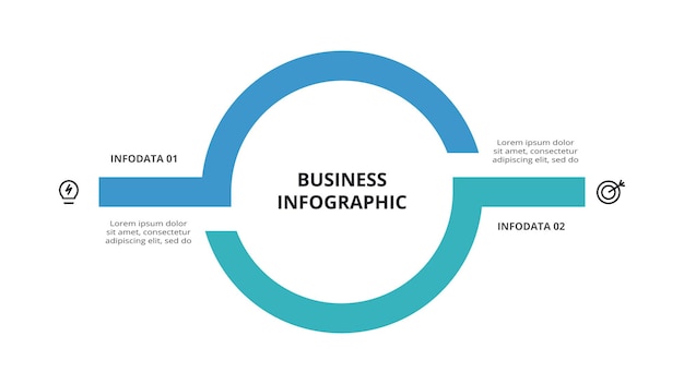 Creatief concept voor infographic met 2 stappen opties onderdelen of processen Bedrijfsgegevens visualisatie