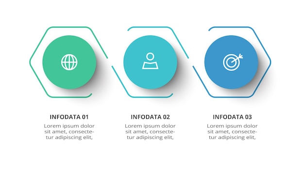 Creatief concept voor infographic met 3 stappen opties onderdelen of processen Bedrijfsgegevens visualisatie