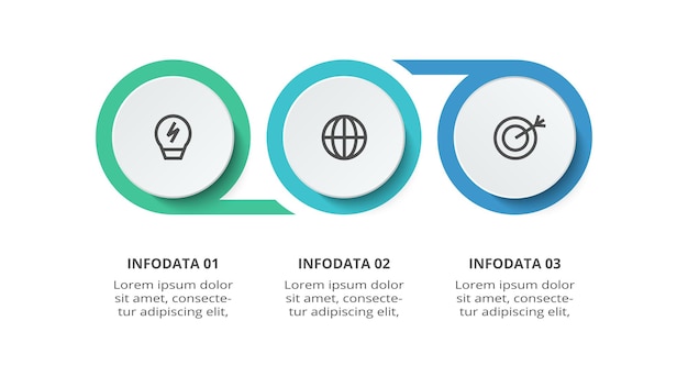 Vector creatief concept voor infographic met 3 stappen opties onderdelen of processen bedrijfsgegevens visualisatie