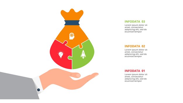 Creatief concept voor infographic met 3 stappen opties onderdelen of processen Bedrijfsgegevens visualisatie