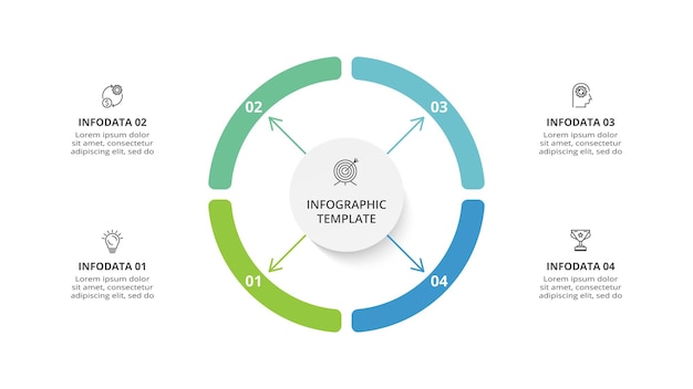 Creatief concept voor infographic met 4 stappen opties onderdelen of processen Bedrijfsgegevens visualisatie