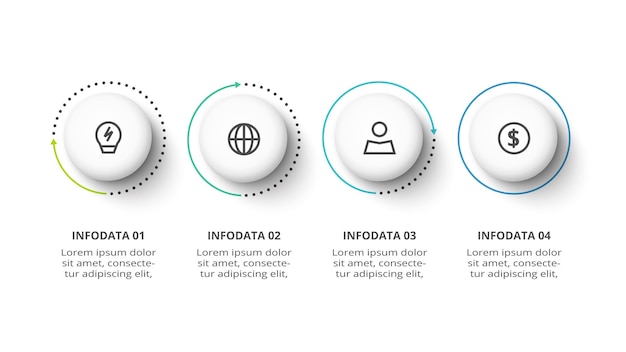 Creatief concept voor infographic met 4 stappen opties onderdelen of processen Bedrijfsgegevens visualisatie