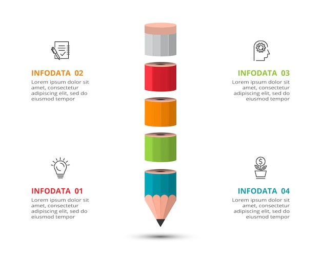 Creatief concept voor infographic met 4 stappen opties onderdelen of processen Bedrijfsgegevens visualisatie