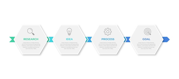 Creatief concept voor infographic met 4 stappen, opties, onderdelen of processen. Visualisatie van zakelijke gegevens