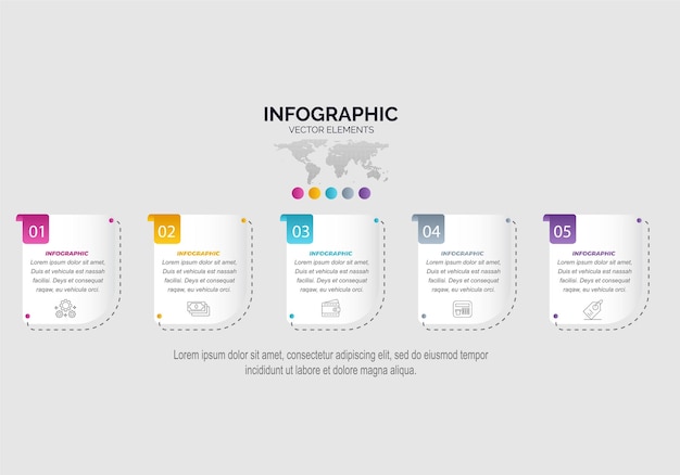 Creatief concept voor infographic met 5 opties delen of processen visualisatie van bedrijfsgegevens