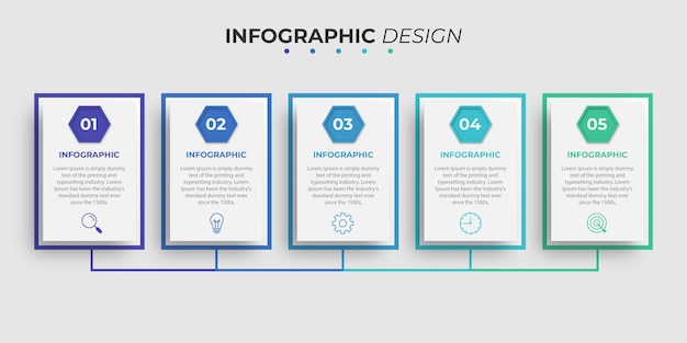 Creatief concept voor infographic met 5 stappen opties onderdelen of processen Bedrijfsgegevens visualisatie