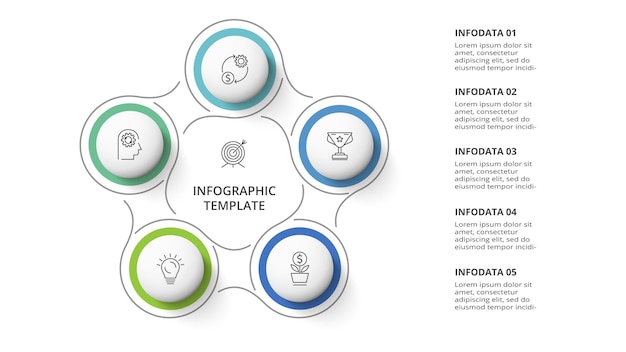 Creatief concept voor infographic met 5 stappen opties onderdelen of processen bedrijfsgegevens visualisatie