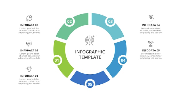 Creatief concept voor infographic met 5 stappen opties onderdelen of processen Bedrijfsgegevens visualisatie