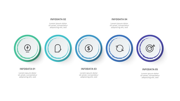 Creatief concept voor infographic met 5 stappen opties onderdelen of processen bedrijfsgegevens visualisatie