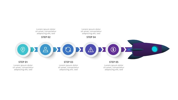 Creatief concept voor infographic met 5 stappen opties onderdelen of processen