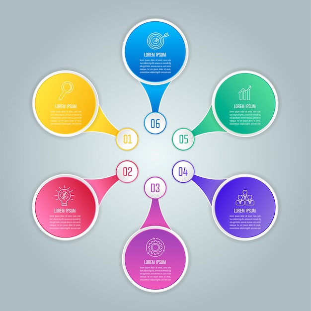 Vector creatief concept voor infographic met 6 opties