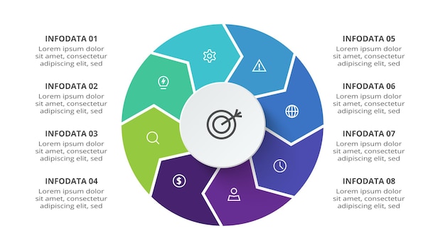 Creatief concept voor infographic met 8 stappen opties onderdelen of processen Business data visualisatie