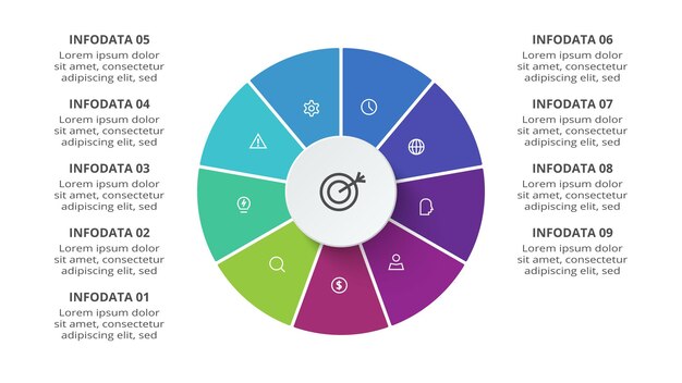 Creatief concept voor infographic met 9 stappen opties onderdelen of processen Business data visualisatie