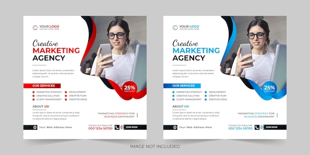 Creatief digitaal marketingbureau Zakelijke sociale media plaatsen Corporate banner promotie advertenties verkoop en korting banner vector sjabloon