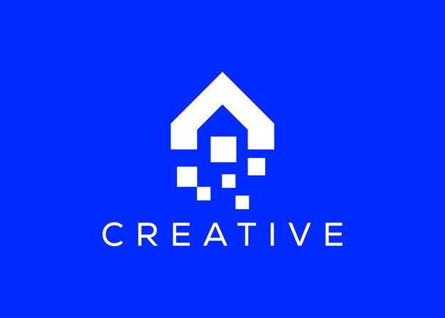 Creatief en minimaal logo sjabloon voor onroerend goed Blauw Huis logo