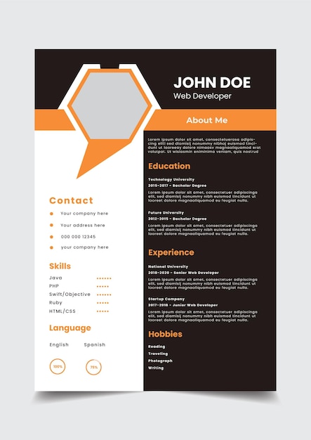 Creatief en modern cv of cv-template