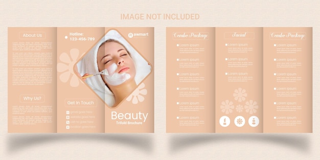 Creatief en modern driebladig brochureontwerp voor spa, salon en schoonheidssalon.