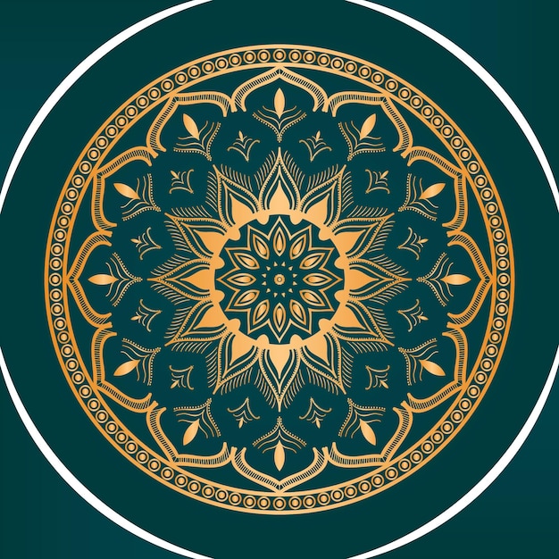 Creatief en professioneel luxe sier bloemen mandala achtergrondontwerp met gouden kleur