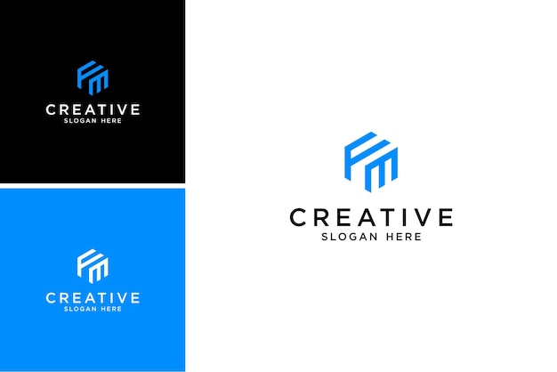 creatief fm, mf-brief abstract logo-ontwerp