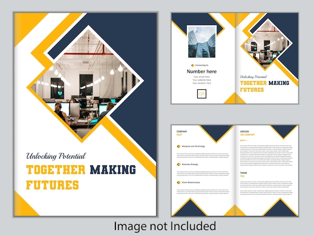 creatief gratis bifold bedrijfsbrochure vector mockup sjabloonontwerp