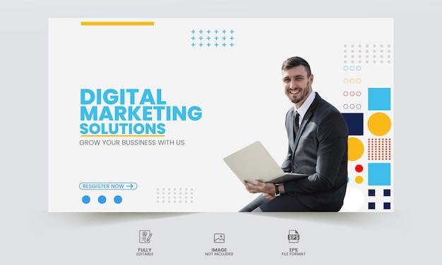 Creatief idee Digital Marketing Agency sjabloon Social Media Post en banner. 3D Illustratie