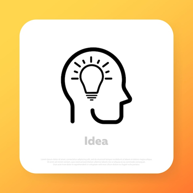 Creatief idee icoon. bedrijfsconcept. brainstorm. vectorlijnpictogram voor zaken en reclame.