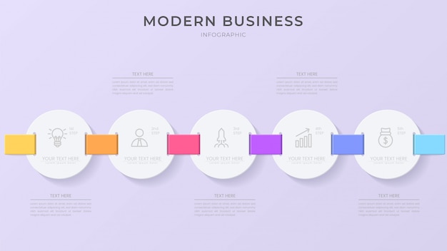 Creatief infographic proceselement met pictogram en bewerkbare tekst