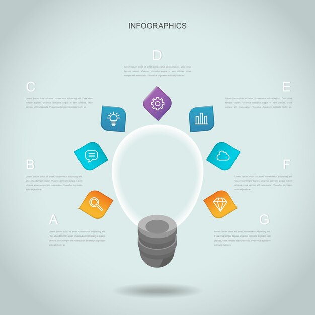 Creatief infographic sjabloonontwerp met verlichtingsbolelement