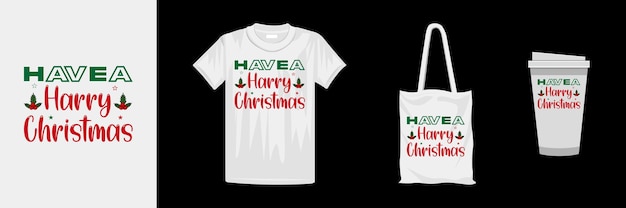 Creatief kerst typografie t-shirt design. Kerstdag kleurrijk t-shirt