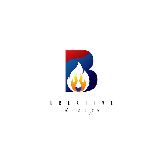 Creatief kleurrijk letter B Fire-logo met leidende lijnen