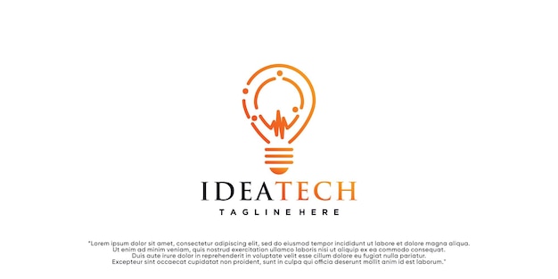 Creatief lamp tech logo ontwerp idee creatieve gloeilamp met technologie concept lamp digitaal logo premium vector