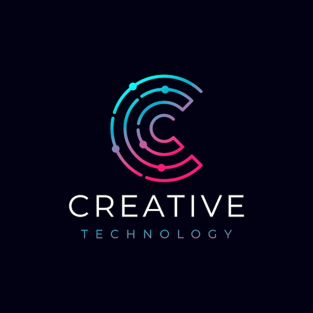 Creatief letter C-technologie logo-ontwerp