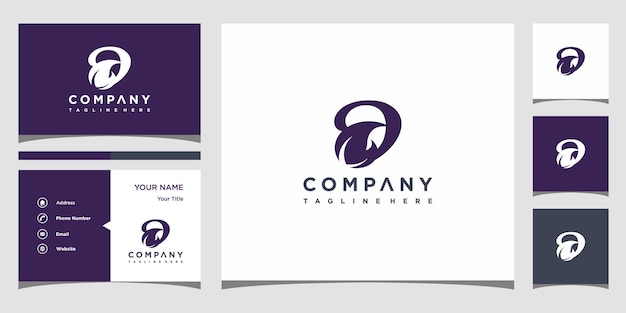Creatief letter d blad logo concept en visitekaartje premium premium vector