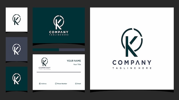 Creatief letter k-logo concept en visitekaartje premium Premium Vector