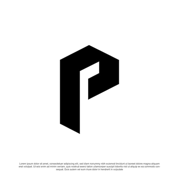 Creatief letter p-logo met negatieve ruimtesjabloonvector