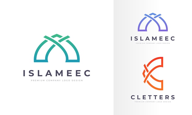 Creatief lijntekeningen islamitisch logo professioneel bedrijf zakelijk ontwerp