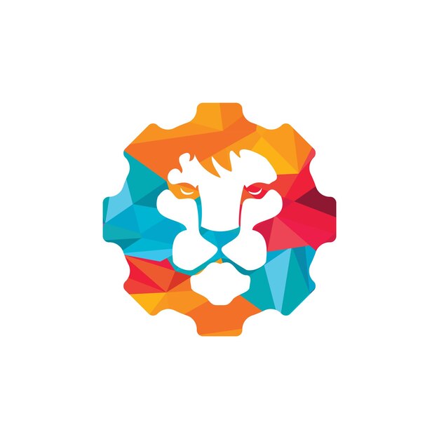 Creatief lion gear vector logo ontwerp