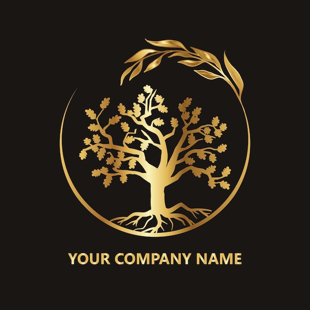 Vector creatief logo gouden bladeren ontwerp gouden boom logo gouden boom logo voor uw bedrijf en merk logo