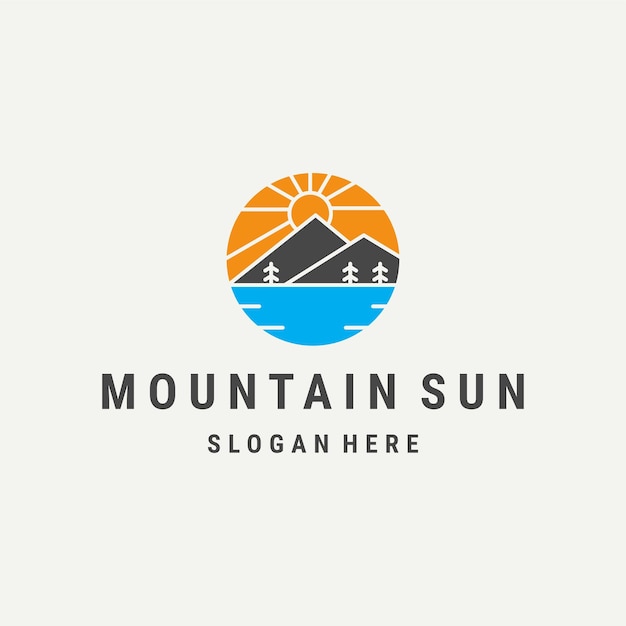 creatief logo van de bergzon met abstract logoontwerp