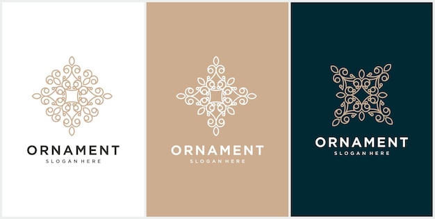 Creatief luxe ornament logo-ontwerp instellen.