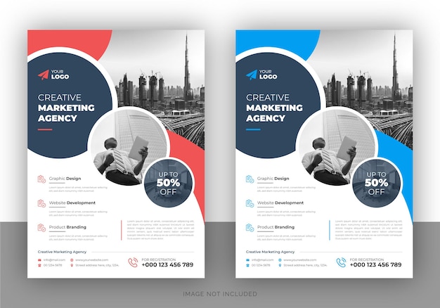 Creatief marketing promotionele flyer ontwerp en voorbladsjabloon
