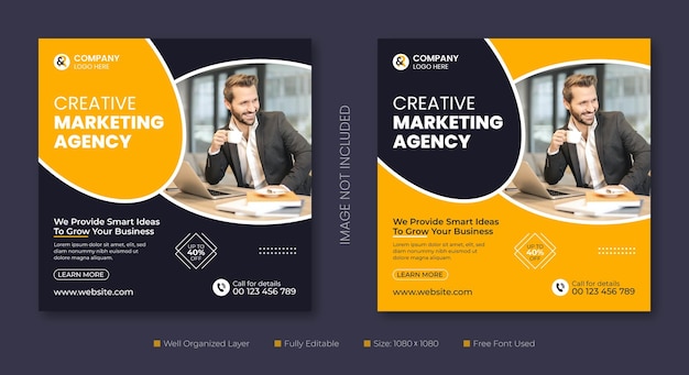 Vector creatief marketingbureau social media post- en bannersjabloon