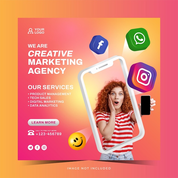 Vector creatief marketingbureau social media post sjabloon