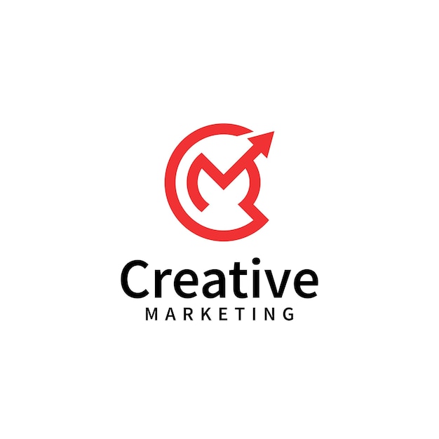 Creatief marketinglogo initieel CM-logo-ontwerp