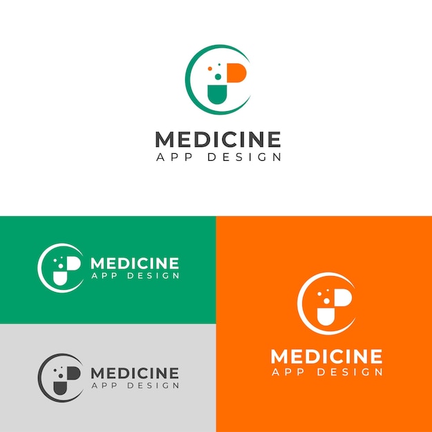 Creatief medicijn app logo Craetive Healthcare medicijn consult logo ontwerp sjabloon